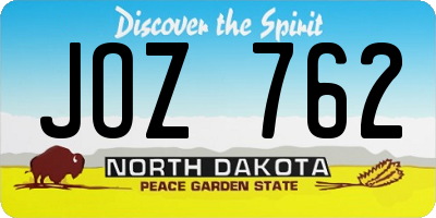 ND license plate JOZ762
