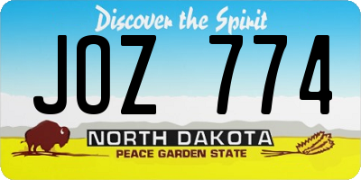ND license plate JOZ774