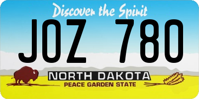 ND license plate JOZ780