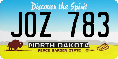 ND license plate JOZ783