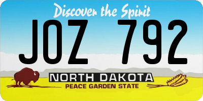ND license plate JOZ792