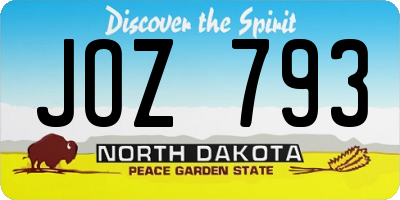 ND license plate JOZ793