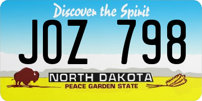 ND license plate JOZ798