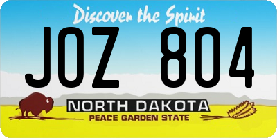 ND license plate JOZ804