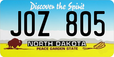 ND license plate JOZ805