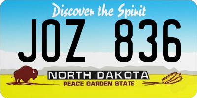 ND license plate JOZ836