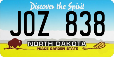 ND license plate JOZ838
