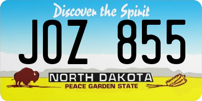ND license plate JOZ855