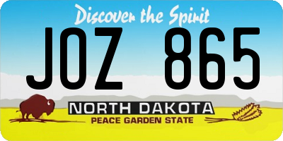 ND license plate JOZ865