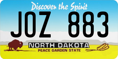 ND license plate JOZ883