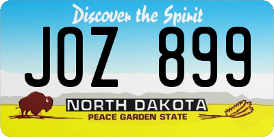 ND license plate JOZ899