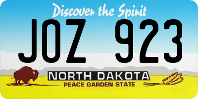 ND license plate JOZ923