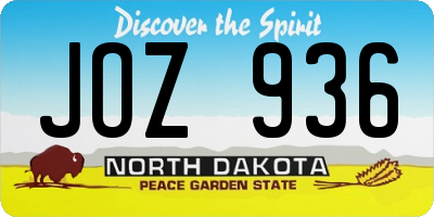 ND license plate JOZ936