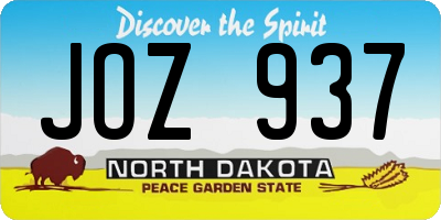 ND license plate JOZ937