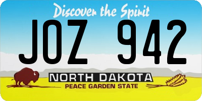 ND license plate JOZ942