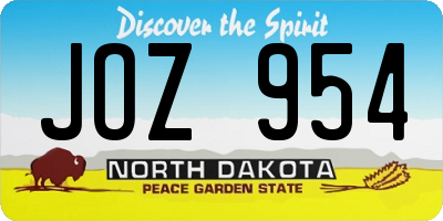 ND license plate JOZ954