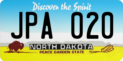 ND license plate JPA020