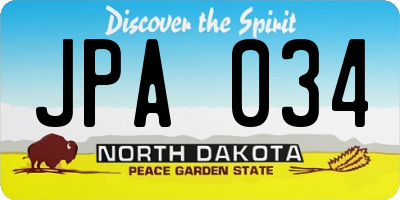 ND license plate JPA034