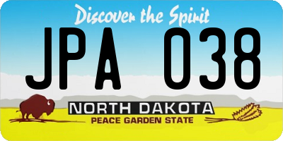 ND license plate JPA038
