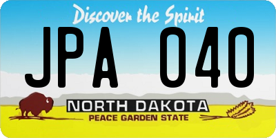 ND license plate JPA040