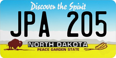 ND license plate JPA205