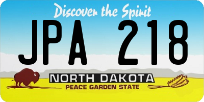 ND license plate JPA218