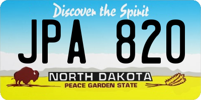 ND license plate JPA820