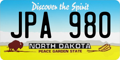 ND license plate JPA980