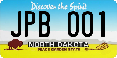 ND license plate JPB001
