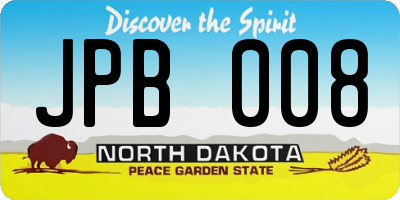 ND license plate JPB008