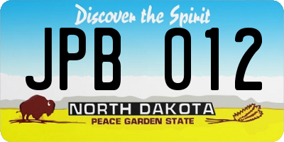 ND license plate JPB012