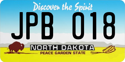 ND license plate JPB018