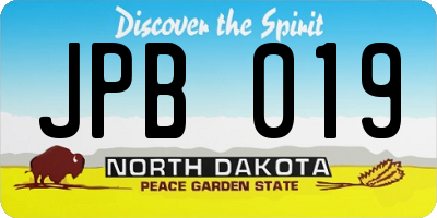 ND license plate JPB019