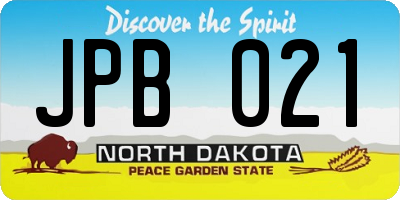 ND license plate JPB021