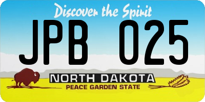 ND license plate JPB025