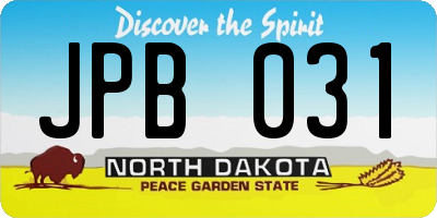 ND license plate JPB031
