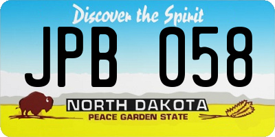 ND license plate JPB058