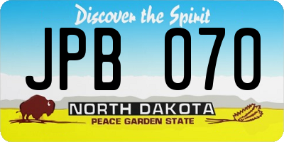 ND license plate JPB070