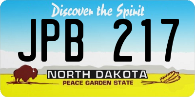 ND license plate JPB217
