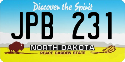 ND license plate JPB231