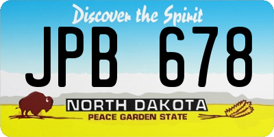 ND license plate JPB678