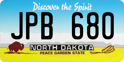 ND license plate JPB680