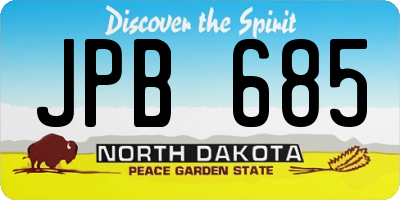 ND license plate JPB685