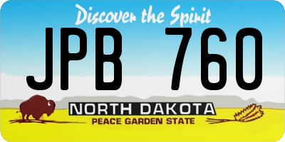 ND license plate JPB760