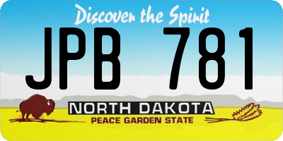 ND license plate JPB781