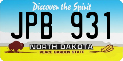 ND license plate JPB931