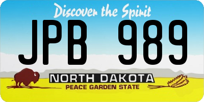 ND license plate JPB989