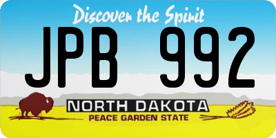 ND license plate JPB992