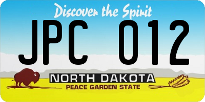 ND license plate JPC012