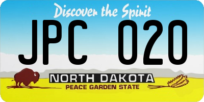 ND license plate JPC020